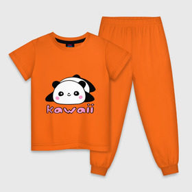 Детская пижама хлопок с принтом Kawaii Panda (Кавай Панда) в Кировске, 100% хлопок |  брюки и футболка прямого кроя, без карманов, на брюках мягкая резинка на поясе и по низу штанин
 | Тематика изображения на принте: панда