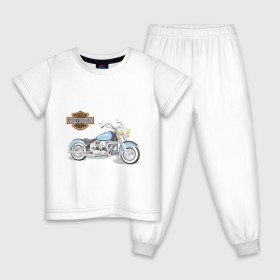 Детская пижама хлопок с принтом Harley (2) в Кировске, 100% хлопок |  брюки и футболка прямого кроя, без карманов, на брюках мягкая резинка на поясе и по низу штанин
 | байк | дэвидсон | харлей | харли