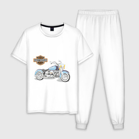 Мужская пижама хлопок с принтом Harley (2) в Кировске, 100% хлопок | брюки и футболка прямого кроя, без карманов, на брюках мягкая резинка на поясе и по низу штанин
 | байк | дэвидсон | харлей | харли