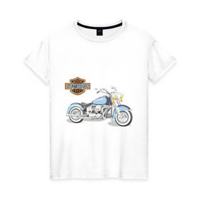 Женская футболка хлопок с принтом Harley (2) в Кировске, 100% хлопок | прямой крой, круглый вырез горловины, длина до линии бедер, слегка спущенное плечо | байк | дэвидсон | харлей | харли