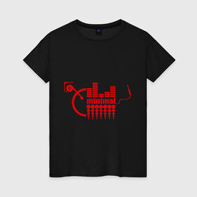 Женская футболка хлопок с принтом Minimal Techno в Кировске, 100% хлопок | прямой крой, круглый вырез горловины, длина до линии бедер, слегка спущенное плечо | эквалайзер