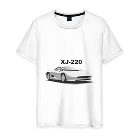 Мужская футболка хлопок с принтом Jaguar XJ-220 в Кировске, 100% хлопок | прямой крой, круглый вырез горловины, длина до линии бедер, слегка спущенное плечо. | Тематика изображения на принте: 