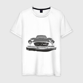 Мужская футболка хлопок с принтом Mercedes в Кировске, 100% хлопок | прямой крой, круглый вырез горловины, длина до линии бедер, слегка спущенное плечо. | 