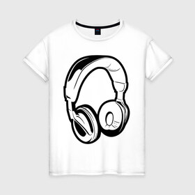 Женская футболка хлопок с принтом Наушники (3) в Кировске, 100% хлопок | прямой крой, круглый вырез горловины, длина до линии бедер, слегка спущенное плечо | deejay | dj | tiesto | диджей | наушники