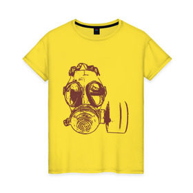 Женская футболка хлопок с принтом Респиратор в Кировске, 100% хлопок | прямой крой, круглый вырез горловины, длина до линии бедер, слегка спущенное плечо | dubstep | gas | газ | противогаз | респиратор