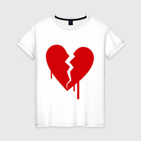 Женская футболка хлопок с принтом Разбитое сердце (2) в Кировске, 100% хлопок | прямой крой, круглый вырез горловины, длина до линии бедер, слегка спущенное плечо | любовь | отношения | разбитое | расставание | сердце | чувства
