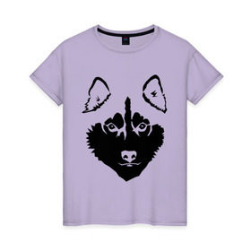 Женская футболка хлопок с принтом Siberian Husky в Кировске, 100% хлопок | прямой крой, круглый вырез горловины, длина до линии бедер, слегка спущенное плечо | siberian husky | портрет | сибирский хаски | собака