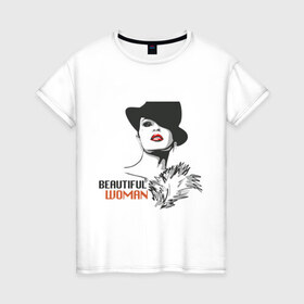 Женская футболка хлопок с принтом Beautiful woman в Кировске, 100% хлопок | прямой крой, круглый вырез горловины, длина до линии бедер, слегка спущенное плечо | 