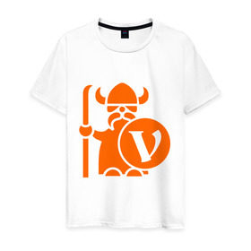 Мужская футболка хлопок с принтом Викинг в Кировске, 100% хлопок | прямой крой, круглый вырез горловины, длина до линии бедер, слегка спущенное плечо. | 