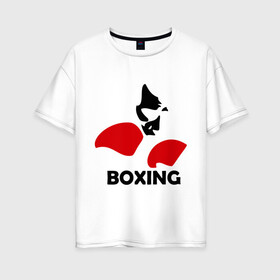 Женская футболка хлопок Oversize с принтом Russia boxing в Кировске, 100% хлопок | свободный крой, круглый ворот, спущенный рукав, длина до линии бедер
 | кикбоксинг