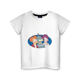 Детская футболка хлопок с принтом Футурама в Кировске, 100% хлопок | круглый вырез горловины, полуприлегающий силуэт, длина до линии бедер | bender | futurama | бендер | футурама