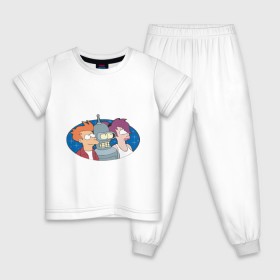 Детская пижама хлопок с принтом Футурама в Кировске, 100% хлопок |  брюки и футболка прямого кроя, без карманов, на брюках мягкая резинка на поясе и по низу штанин
 | bender | futurama | бендер | футурама