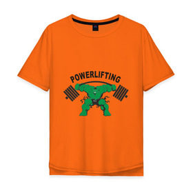 Мужская футболка хлопок Oversize с принтом Powerlifting (2) в Кировске, 100% хлопок | свободный крой, круглый ворот, “спинка” длиннее передней части | powerlifting