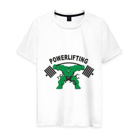 Мужская футболка хлопок с принтом Powerlifting (2) в Кировске, 100% хлопок | прямой крой, круглый вырез горловины, длина до линии бедер, слегка спущенное плечо. | powerlifting