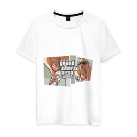 Мужская футболка хлопок с принтом Grand Theft Auto San Andreas (2) в Кировске, 100% хлопок | прямой крой, круглый вырез горловины, длина до линии бедер, слегка спущенное плечо. | grand theft auto | gta | gta sa | san andreas | гта сан андреас