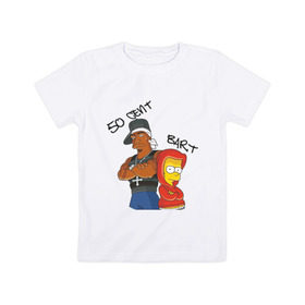 Детская футболка хлопок с принтом 50 cent and Bart в Кировске, 100% хлопок | круглый вырез горловины, полуприлегающий силуэт, длина до линии бедер | Тематика изображения на принте: 50 cent | simpsons | барт | симпсоны | симсоны