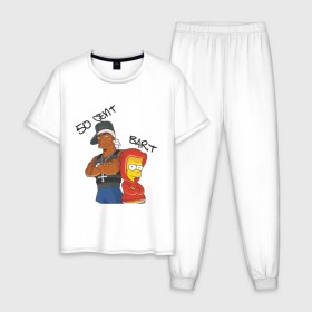 Мужская пижама хлопок с принтом 50 cent and Bart в Кировске, 100% хлопок | брюки и футболка прямого кроя, без карманов, на брюках мягкая резинка на поясе и по низу штанин
 | 50 cent | simpsons | барт | симпсоны | симсоны