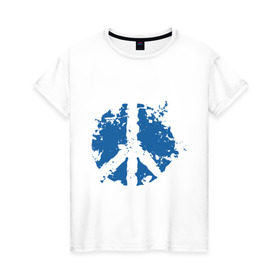 Женская футболка хлопок с принтом Peace мир в Кировске, 100% хлопок | прямой крой, круглый вырез горловины, длина до линии бедер, слегка спущенное плечо | хиппи