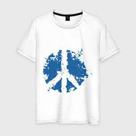 Мужская футболка хлопок с принтом Peace мир в Кировске, 100% хлопок | прямой крой, круглый вырез горловины, длина до линии бедер, слегка спущенное плечо. | хиппи