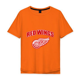 Мужская футболка хлопок Oversize с принтом Detroit Red Wings (2) в Кировске, 100% хлопок | свободный крой, круглый ворот, “спинка” длиннее передней части | detroit red wings | nhl | лига | национальная хоккейная лига | нхл