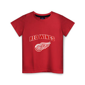 Детская футболка хлопок с принтом Detroit Red Wings (2) в Кировске, 100% хлопок | круглый вырез горловины, полуприлегающий силуэт, длина до линии бедер | Тематика изображения на принте: detroit red wings | nhl | лига | национальная хоккейная лига | нхл