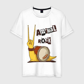 Мужская футболка хлопок с принтом Animal Rock - Животный рок в Кировске, 100% хлопок | прямой крой, круглый вырез горловины, длина до линии бедер, слегка спущенное плечо. | animal rock | живой рок | прикольные | рок | улитка