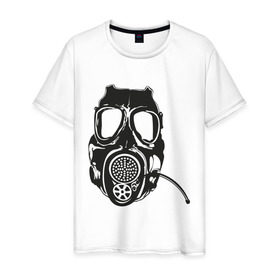 Мужская футболка хлопок с принтом Респиратор 2 в Кировске, 100% хлопок | прямой крой, круглый вырез горловины, длина до линии бедер, слегка спущенное плечо. | dubstep | gas | противогаз | респиратор