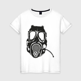 Женская футболка хлопок с принтом Респиратор 2 в Кировске, 100% хлопок | прямой крой, круглый вырез горловины, длина до линии бедер, слегка спущенное плечо | dubstep | gas | противогаз | респиратор