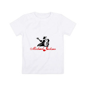 Детская футболка хлопок с принтом Michael в Кировске, 100% хлопок | круглый вырез горловины, полуприлегающий силуэт, длина до линии бедер | michael jackson | pop | майкл джексон | поп | силуэт