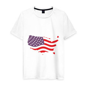 Мужская футболка хлопок с принтом Флаг Америки в Кировске, 100% хлопок | прямой крой, круглый вырез горловины, длина до линии бедер, слегка спущенное плечо. | america | usa | америка | сша | флаг | штаты