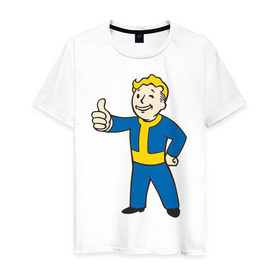 Мужская футболка хлопок с принтом Мальчик из Fallout в Кировске, 100% хлопок | прямой крой, круглый вырез горловины, длина до линии бедер, слегка спущенное плечо. | fallout | мальчик | постапокалиптические | радиация