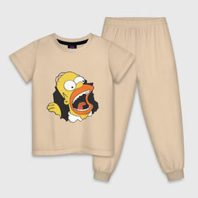 Детская пижама хлопок с принтом Гомер Симпсон вылезает в Кировске, 100% хлопок |  брюки и футболка прямого кроя, без карманов, на брюках мягкая резинка на поясе и по низу штанин
 | гомер