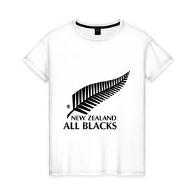 Женская футболка хлопок с принтом All blacks в Кировске, 100% хлопок | прямой крой, круглый вырез горловины, длина до линии бедер, слегка спущенное плечо | американский футбол | регби