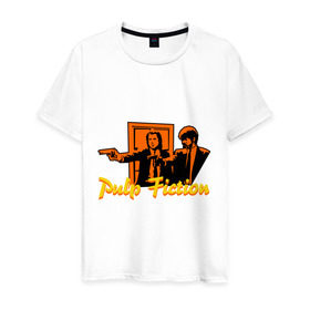 Мужская футболка хлопок с принтом Pulp Fiction в Кировске, 100% хлопок | прямой крой, круглый вырез горловины, длина до линии бедер, слегка спущенное плечо. | pulp fiction | криминальное чтиво