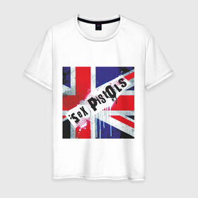 Мужская футболка хлопок с принтом Sex Pistols (2) в Кировске, 100% хлопок | прямой крой, круглый вырез горловины, длина до линии бедер, слегка спущенное плечо. | британский флаг