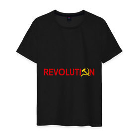 Мужская футболка хлопок с принтом Revolution (3) в Кировске, 100% хлопок | прямой крой, круглый вырез горловины, длина до линии бедер, слегка спущенное плечо. | коммунизм | молот | революция | серп | советский | социализм | союз