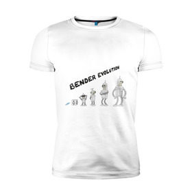 Мужская футболка премиум с принтом Bender evolution в Кировске, 92% хлопок, 8% лайкра | приталенный силуэт, круглый вырез ворота, длина до линии бедра, короткий рукав | bender | evolution | futurama | футурама | эволюция