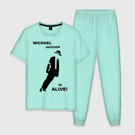 Мужская пижама хлопок с принтом Майкл Джексон жив! в Кировске, 100% хлопок | брюки и футболка прямого кроя, без карманов, на брюках мягкая резинка на поясе и по низу штанин
 | майкл джексон