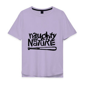 Мужская футболка хлопок Oversize с принтом Naughty by nature в Кировске, 100% хлопок | свободный крой, круглый ворот, “спинка” длиннее передней части | хип хоп