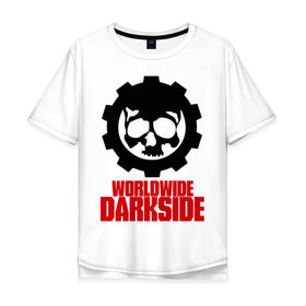 Мужская футболка хлопок Oversize с принтом Worldwide Darkside в Кировске, 100% хлопок | свободный крой, круглый ворот, “спинка” длиннее передней части | сторона | темная | череп | черепушка | шестеренка | электро | электронная