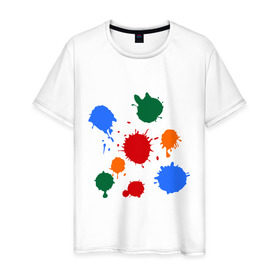 Мужская футболка хлопок с принтом Краски в Кировске, 100% хлопок | прямой крой, круглый вырез горловины, длина до линии бедер, слегка спущенное плечо. | colors | клякса | кляксы | краски | цвета
