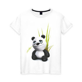 Женская футболка хлопок с принтом Панда кайфует в Кировске, 100% хлопок | прямой крой, круглый вырез горловины, длина до линии бедер, слегка спущенное плечо | panda | кайф | медведь | панда кайфует