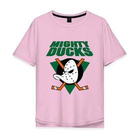 Мужская футболка хлопок Oversize с принтом Anaheim Mighty Ducks (2) в Кировске, 100% хлопок | свободный крой, круглый ворот, “спинка” длиннее передней части | nhl | лига | национальная лига | нхл | хокей | хоккей | хоккейная лига