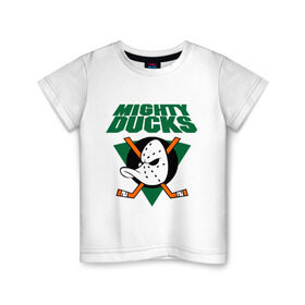 Детская футболка хлопок с принтом Anaheim Mighty Ducks (2) в Кировске, 100% хлопок | круглый вырез горловины, полуприлегающий силуэт, длина до линии бедер | Тематика изображения на принте: nhl | лига | национальная лига | нхл | хокей | хоккей | хоккейная лига