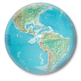 Значок с принтом Глобус в Кировске,  металл | круглая форма, металлическая застежка в виде булавки | Тематика изображения на принте: глобус | земной шар | карта | материки | планета