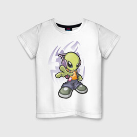 Детская футболка хлопок с принтом Инопланетянин (5) в Кировске, 100% хлопок | круглый вырез горловины, полуприлегающий силуэт, длина до линии бедер | alien | гуманоид | инопланетянин | летающая тарелка | нло | пришельцы