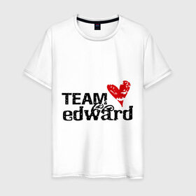 Мужская футболка хлопок с принтом Team edward в Кировске, 100% хлопок | прямой крой, круглый вырез горловины, длина до линии бедер, слегка спущенное плечо. | Тематика изображения на принте: new moon | twilight | затмение | новолуние | сага | сумерки | эдвард