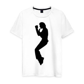 Мужская футболка хлопок с принтом Поп-король Майкл Джексон в Кировске, 100% хлопок | прямой крой, круглый вырез горловины, длина до линии бедер, слегка спущенное плечо. | michael jackson | короь | легенда | майкл джексон | поп