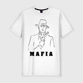 Мужская футболка премиум с принтом Мафия в Кировске, 92% хлопок, 8% лайкра | приталенный силуэт, круглый вырез ворота, длина до линии бедра, короткий рукав | Тематика изображения на принте: бандит | гангстер | клан | мафиозе | мафия | оружие | пистолет | шляпа