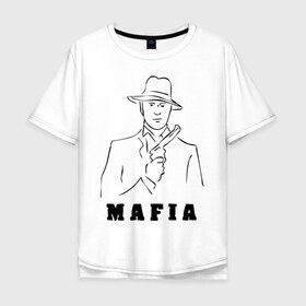 Мужская футболка хлопок Oversize с принтом Мафия в Кировске, 100% хлопок | свободный крой, круглый ворот, “спинка” длиннее передней части | бандит | гангстер | клан | мафиозе | мафия | оружие | пистолет | шляпа